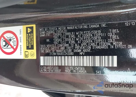 2014 Lexus Rx 350 from USA, damaged, VIN 2T2BK1BAXEC243080